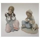 1268	2 LLADRO FIGURES CHILDREN W/PUPPIES, ONE IS BISQUE FINISH, TALLEST IS 6 1/2 IN