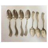 1317	SET OF 7 SPOONS W/PALMER COX BROWNIES COMPLIMENTS OF WONDERLAND, 5 IN