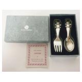 1318	WEB PEWTER CHILDS SPOON & FORK W/TEDDY BEARS, IN ORIGINAL BOX