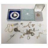 1319	LOT W/STERLING SILVER JEWELRY, INCLUDES STERLING HEART PENDANT FROM LORD & TAYLOR IN BOX, WEB U
