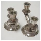 1321	PAIR OF FISHER WEIGHTED STERLING SILVER 2 LIGHT CANDLESTICKS, 5 1/4 IN HIGH