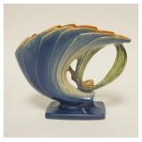 1009	ROSEVILLE BLUE PINECONE FAN VASE 8 IN W, 6 3/4 IN H 