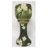 1031	ROSEVILLE GREEN DOGWOOD POT & PEDESTAL HAS A CHIP ON THE INSIDE RIM OF THE POT. 28 1/4 IN H 