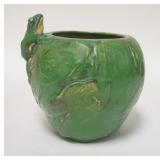 1035	WELLER COPPERTONE POT W/ FROG ON THE RIM, 7 IN H 