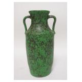 1041	WELLER COPPERTONE TALL VASE W/ TWO HANDLES. 14 1/2 IN H 