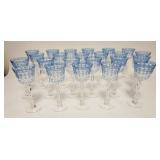 1060	23 VARGA BLUE CUT TO CLEAR GOBLETS 8 1/4 IN H 
