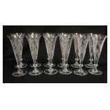 1078	SET OF 12 WILLIAM YEOWARD CUT CHAMPAGNE FLUTES. 8 3/8 IN H 