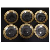 1085	SET OF 6 ST LOUIS CUT ETCHED & GILT SMALL PLATES 6 IN DIAMETER