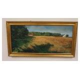 1110	B. HALL OIL ON BOARD FARM LANDSCAPE 35 3/4 IN X 18 3/4 IN INCLUDING FRAME