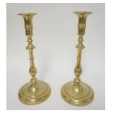1118	PAIR OF TALL BRASS CANDLESTICKS, 11 IN H 