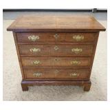 1134	ANTIQUE 4 DRAWER CHEST BANDED TOP & DRAWER FRONTS . 30 1/4 IN W, 29 IN H, 16 IN DEEP 