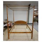 1153	ELDRED WHEELER TIGER MAPLE CANOPY BED 63 IN W, QUEEN SIZE 