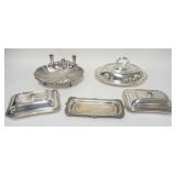 1171	5 PIECE SILVERPLATE LOT INCLUDING SHELL DISH. OVAL SERVING DISH IS 12 IN 