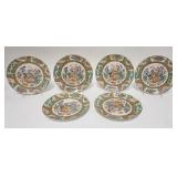 1185	6 ROSE MEDALLION PLATES FOUR HAVE RIM CHIPS. 8 1/2 IN 