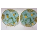 1192	2 SALINS MAJOLICA PLATES W/ BIRDS 8 IN 