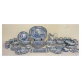 1200	64 PIECE SPODE ITALIAN BLUE TRANSFER DINNERWARE, PLATTER IN 16 IN X 12 1/2 IN. PITCHER IS 8 3/4
