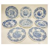 1201	10 SPODE BLUE ROOM COLLECTION PLATES 11 IN. SCENES INCLUDE *TROPIES* *RUINS* *PAGODA* *GIRL AT 