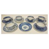 1202	6 SPODE BLUE ROOM LARGE CUP & SAUCER SETS, PLUS ONE EXTRA SAUCER, VARIOUS PATTERNS, SAUCERS ARE