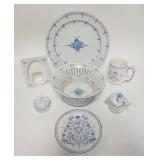 1214	7 PIECE CHINA LOT, HAND PAINTED, FRANCE, PLATE IS 11 3/4 IN