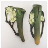 1222	2 DIFFERENT ROSEVILLE DOGWOOD WALL POCKETS, LARGEST 10 1/4 IN