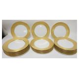 1230	SET OF 20 RAYNAUD LIMOGES GOLD DECORATED PLATES, 11 3/4 IN