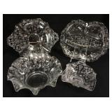 1232	4 PIECES OF CAMBRIDGE ROSEPOINT ELEGANT ETCHED DEPRESSION GLASS, LARGEST PLATE IS 13 3/4 IN ACR