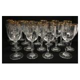 1233	20 GOLD RIMMED CRYSTAL GOBLETS W/INTERIOR RIBBING, 8 IN HIGH