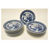 1247	19 UNMARKED BLUE WILLOW PLATES, 7 3/4 IN