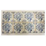 1251	8 HAND PAINTED TILES W/POT OF FLOWERS, ONE IS REPAIRED, 5 1/8 IN SQUARE