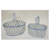 1253	2 HAND PAINTED BASKETS, PORTUGAL, LARGEST IS 10 IN HIGH X 10 IN WIDE