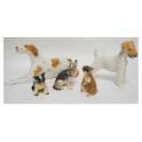 1259	GROUP OF 5 DOG FIGURES, 2 ARE RUSSIAN, 2 MORTEN STUDIOS PUPPIES & HUNGARIAN PORCELAIN, LARGEST 