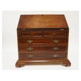 1276	BOMBAY COMPANY JEWELRY BOX IN THE FORM OF A SLANT FRONT DESK. 18 3/4 IN W, 10 IN DEEP, 17 3/4 I