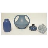 1296	LOT OF 4 ART POTTERY VASES TALLEST 7 1/4 IN 