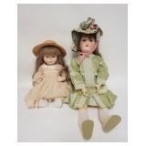 1303	2 BISQUE HEAD DOLLS 28 IN AM 390 & STELLAS DOLLS 1981