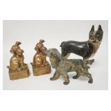 1305	LOT OF DOG ITEMS; METAL BOOKENDS, METAL SPANIEL, & A CAST IRON BOSTON TERRIER. DOORSTOP IS 8 1/