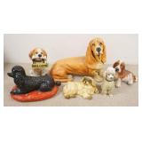 1308	LOT OF LARGER DOG FIGURES, BASSET HOUND IS 20 1/2 IN H, 28 IN LONG