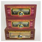 1131	MTH O GAUGE TRAIN CARS LOT OF 3 TANK CARS IN BOXES, VULCAN & UNION PACIFIC