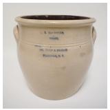 1004	PLAINFIELD NJ DIE STAMPED ADVERTISING CROCK, R MACDONALD GROCER COR FRONT & PEACE ST MADE BY JM