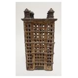 1034	LARGE *BANK* BUILDING STILL BANK, CAST IRON, 3 3/8 IN X 4 1/2 IN X 6 3/4 IN HIGH