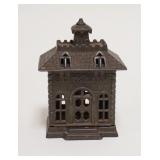 1049	*STATE BANK* STILL BANK, CAST IRON, 3 1/4 IN WIDE X 4 1/4 IN HIGH