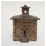 1050	*BANK* STILL BANK, CAST IRON, 3 5/8 IN WIDE X 4 1/4 IN HIGH