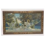1070	MAXFIELD PARRISH LARGE LITTLE PAYERS IN NICE ORIGINAL FRAME, SOME SPOTS OF PAINTING WEAR ON THE