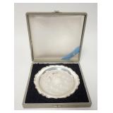 1073	STERLING SILVER PLATE  950 IN ORIGINAL BOX FROM M MIKIMOTO, GINZA TOKYO, 7 1/4 IN, 5.655 TOZ