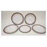 1082	5 PIECE ROYAL WORCESTER VITREOUS CHINA, 10 3/4 IN PLATE-FLAKE ON UNDERSIDE RIM, 9 1/8 IN PLATE 