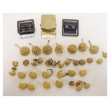 1093	LOT OF MILITARY BUTTONS & BELT BUCKLES, ONE BUCKLE MARKED SOLID BRASS