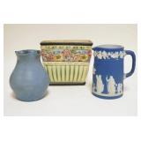 1109	3 PIECES POTTERY, WELLER, WACO & WEDGWOOD ENGLAND, TALLEST IS 4 1/2 IN