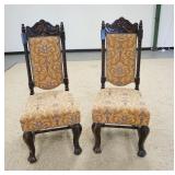 1137	PAIR OF CARVED HIGH BACK CHAIRS W/TWIST COLUMNS, BACKS ARE LOOSE, 48 IN HIGH X 19 1/2 IN WIDE