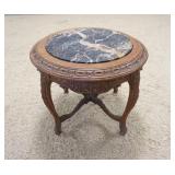 1145	CARVED ROUND SIDE TABLE W/INSET BLACK MARBLE TOP, 23 1/2 IN DIAMETER X 19 IN HIGH