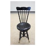 1163	BALL & CLAW FOOT PIANO CHAIR, SEAT HEIGHT ADJUSTS, PAINTED BLACK, 36 3/4 IN HIGH