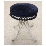 1165	IRON VANITY STOOL W/UPHOLSTERED TOP W/FRINGE, MOTTA INC PHILADELPHIA